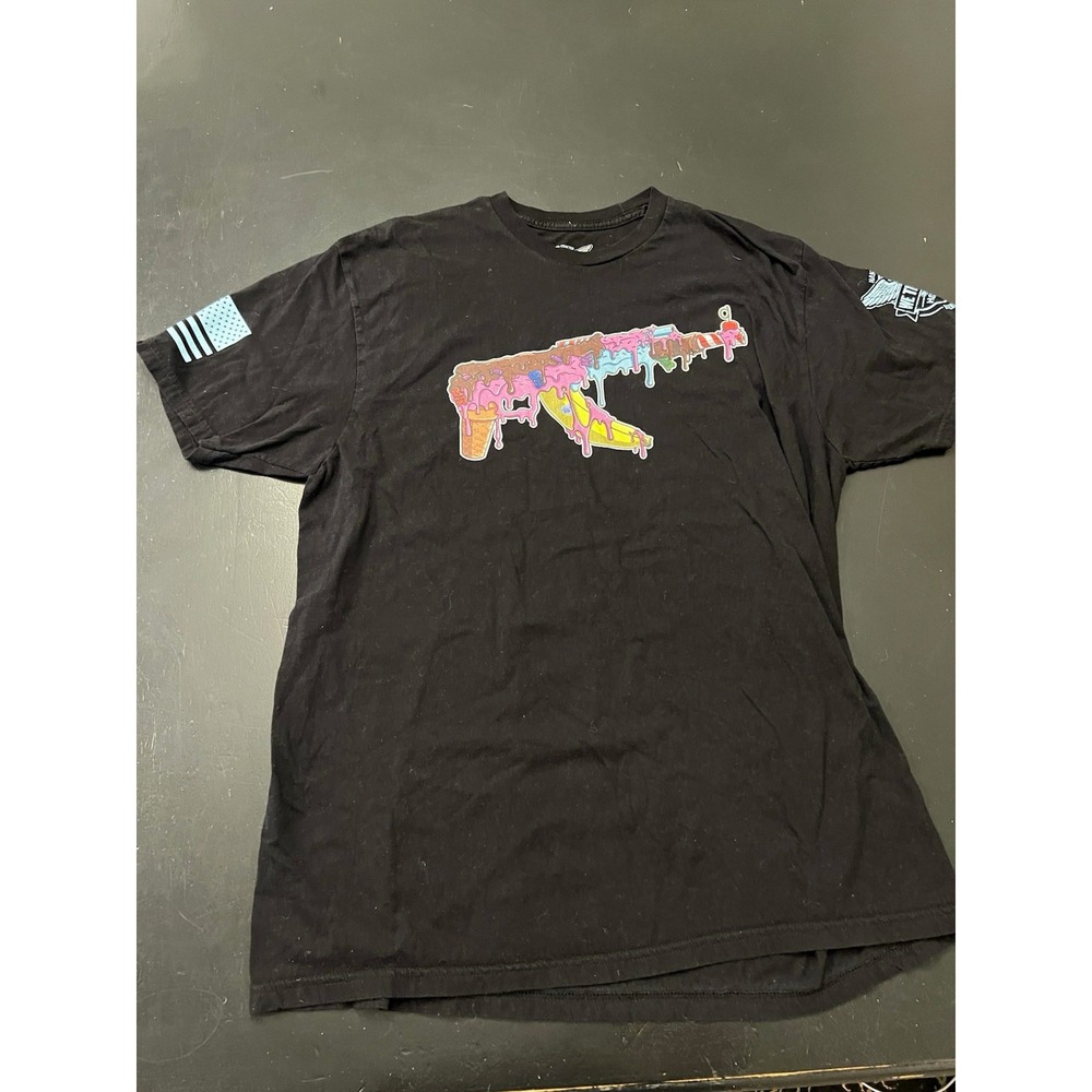 We The People Ice Cream Sundae AK Black Graphic Logo Tee Shirt Mens Sz XL USA